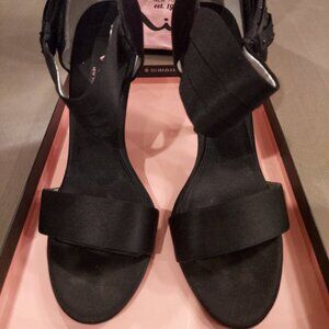 Nina Clova Black Luster Satin & Rhinestine bow heels